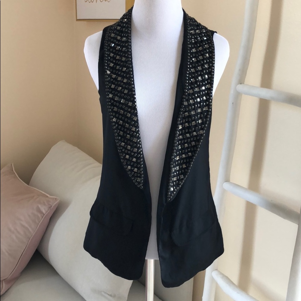 PJK Patterson J. Kincaid Women Black Tuxedo Vest - Picture 4 of 7